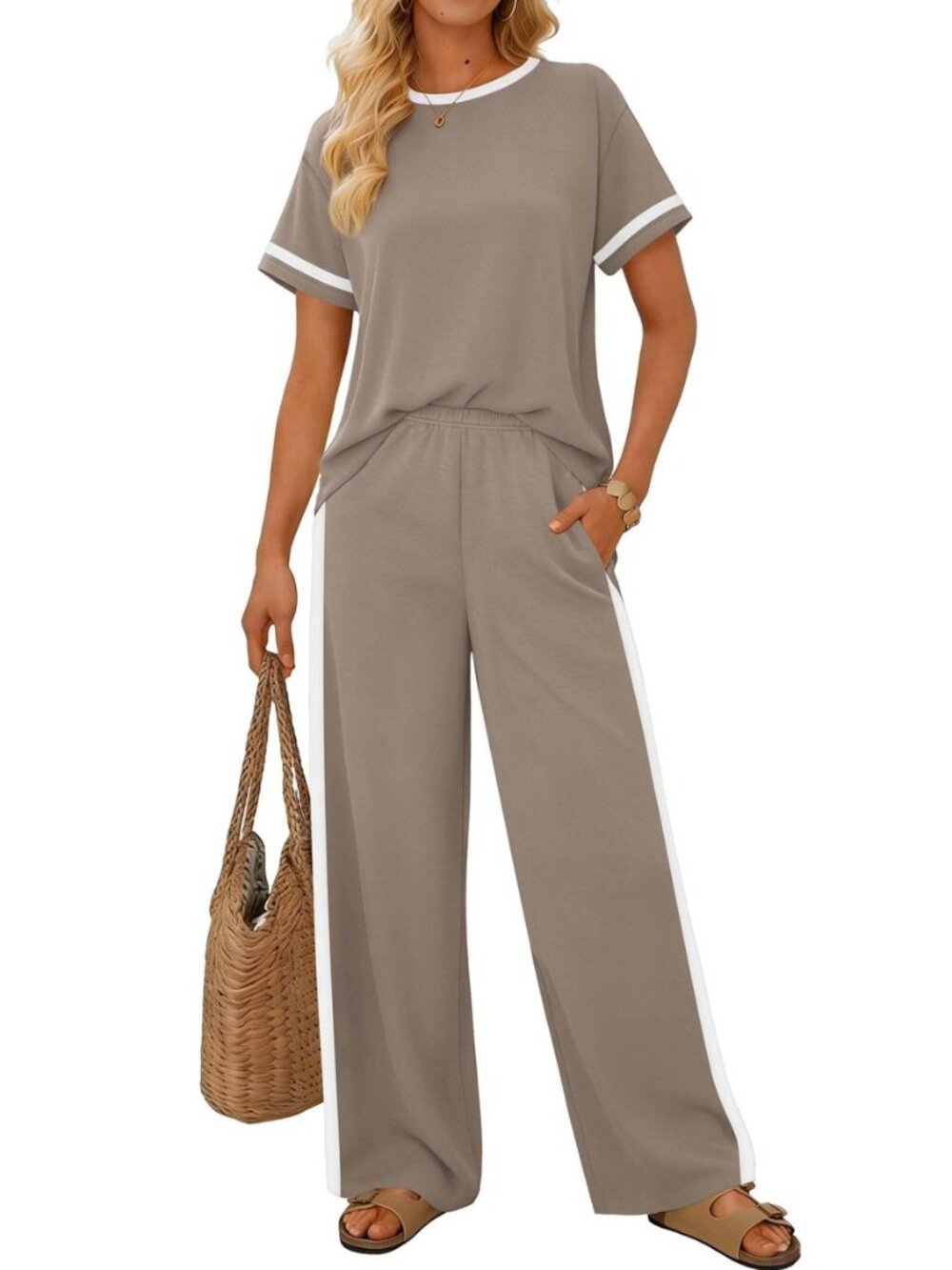 2 Piece Sets for Women Matching Sets Summer Outfits Resort Wear Short Sleeve - Picture 2 of 8